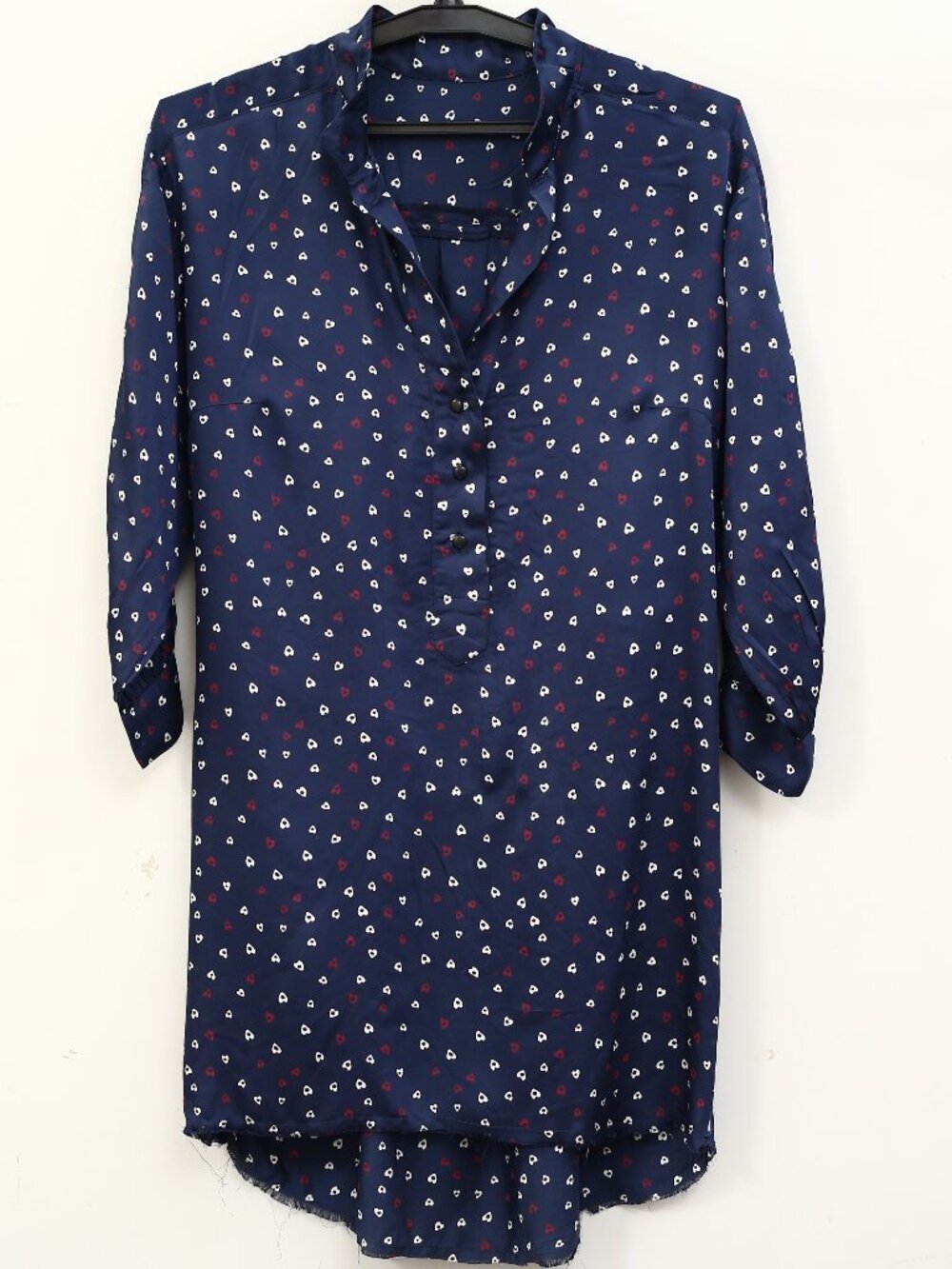 Zadig & Voltaire Navy Heart Print Shirt Dress Tunic XS
